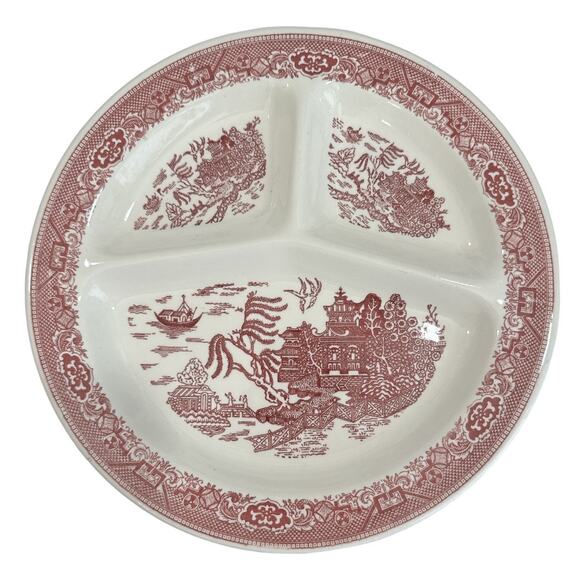 Set of 2 Vintage Pink Willow Royal China Segmented 10.5” Dishes - Picture 2 of 13